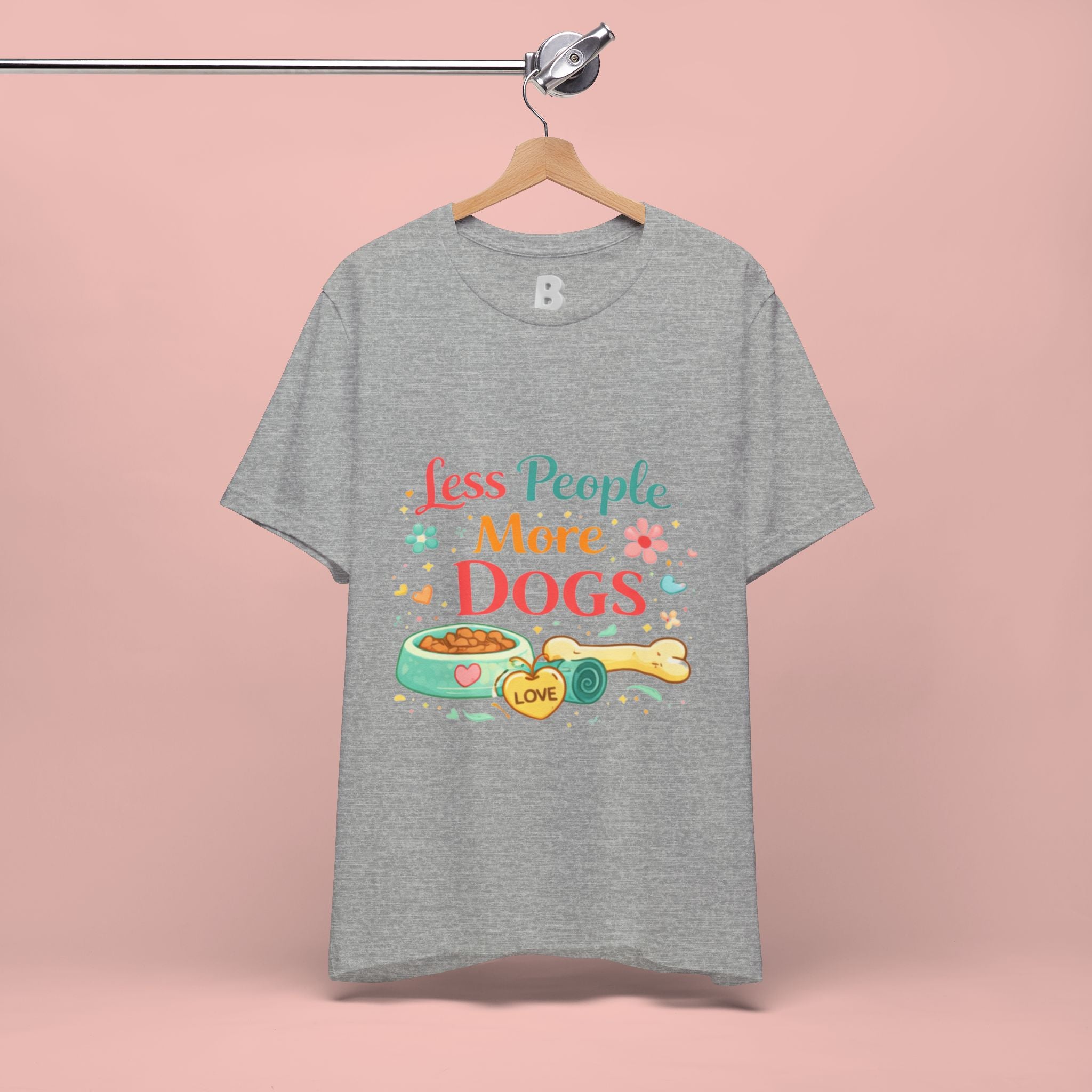Less People More Dogs T-Shirt – Cute Dog Bowl & Bone Graphic Tee
