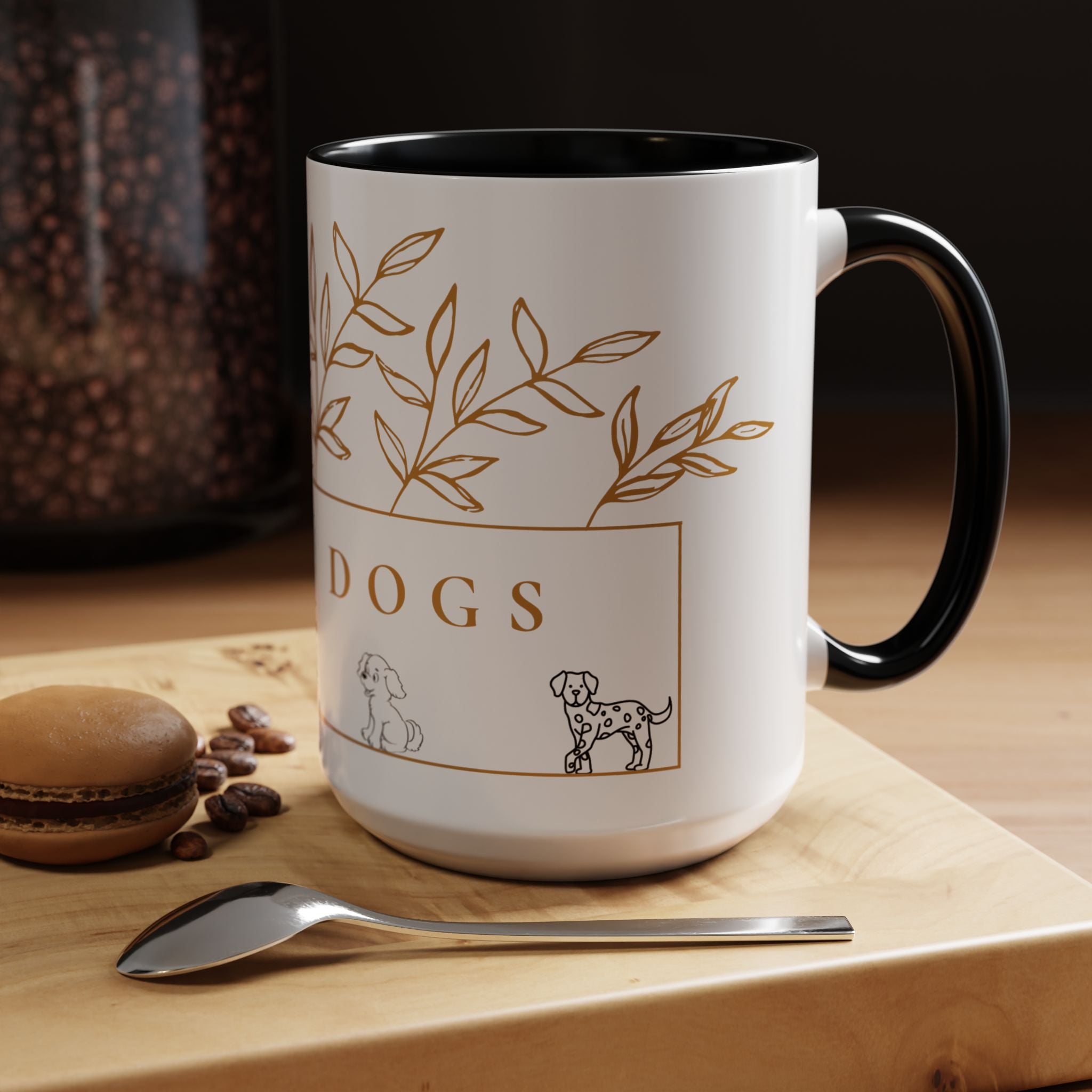 I Love Dogs Accent Coffee Mug — Gold Leaf Dog Lover Ceramic Mug (11oz & 15oz)