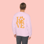 Crewneck Sweatshirt - 'LOVE' Paw Print Graphic | Pet Lover Pullover