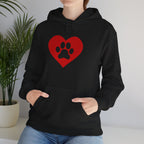Heart Paw Hoodie — Cute Red Paw Print Animal Lover Sweatshirt