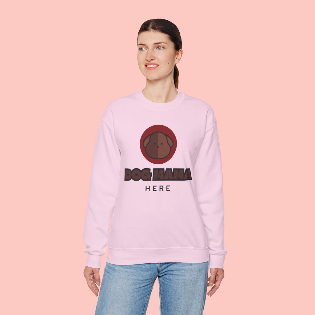 Dog Mama Crewneck Sweatshirt – Cute Brown Pup Graphic ‘Dog Mama’ Design