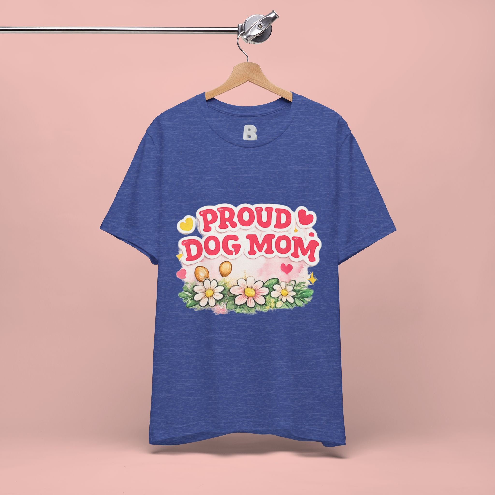 Proud Dog Mom Tee – Floral Retro Heart Design