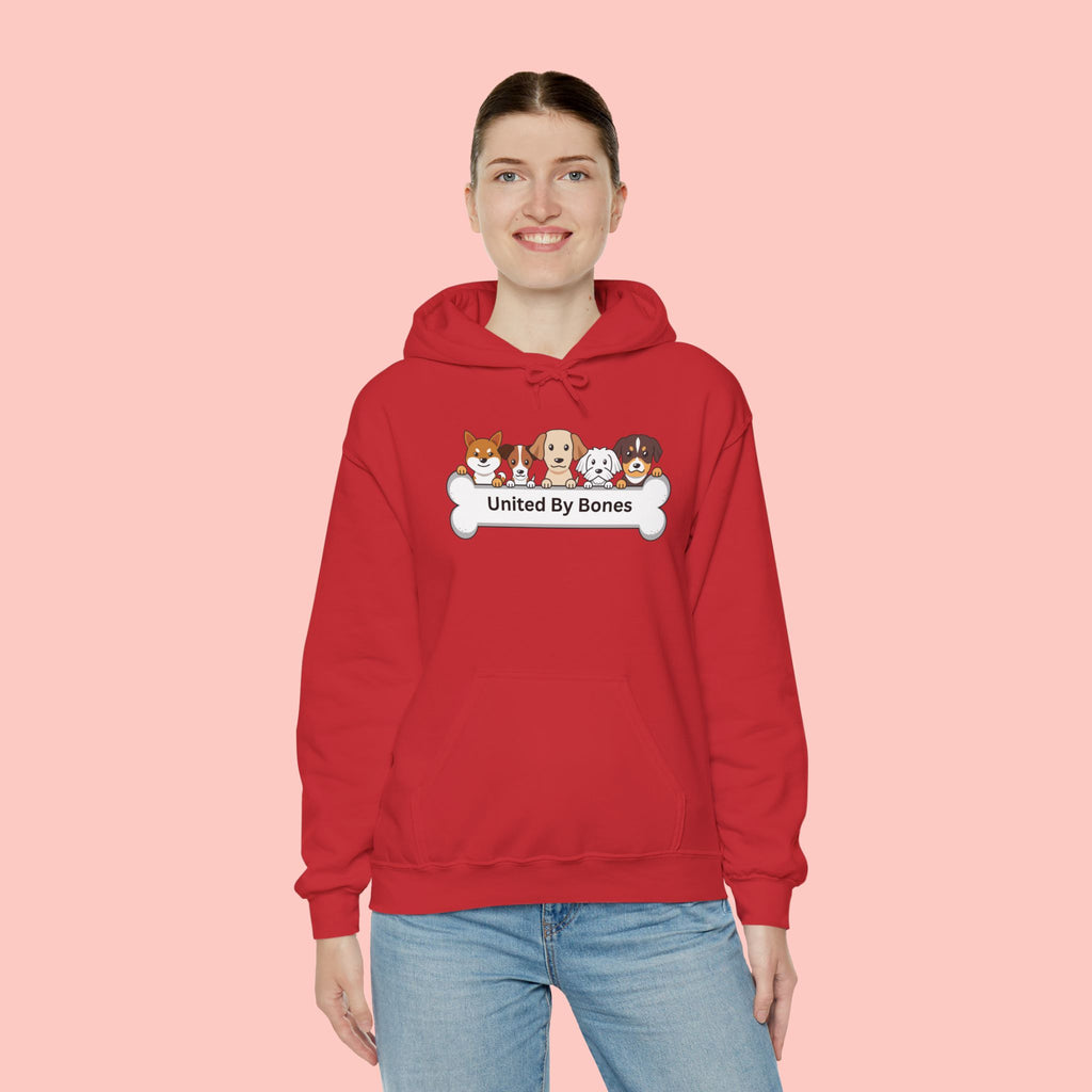United By Bones Hoodie — Cute Cartoon Dogs Paw Bone Graphic Sweatshirt