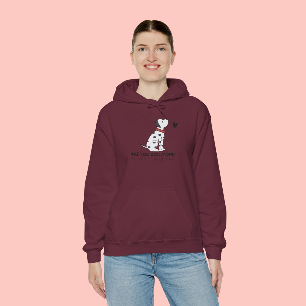 Dog Mom Hoodie — 'Are You Dog Mom?' Cute Dalmatian Graphic Pullover