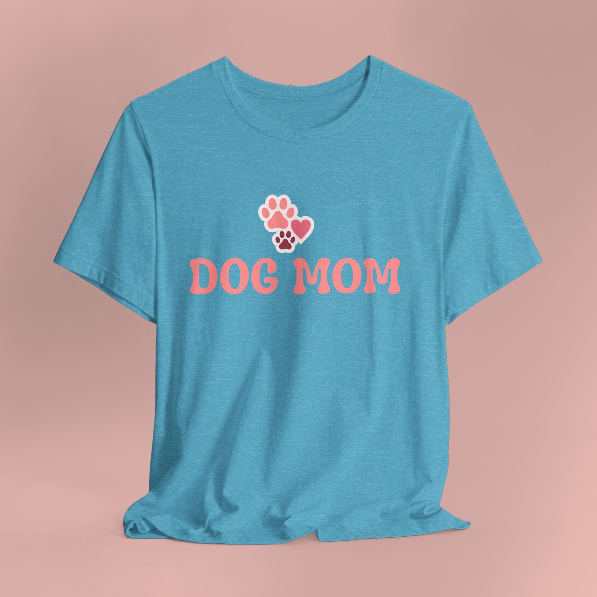 Dog Mom T-Shirt — Pink Paw Graphic Tee for Dog Lovers