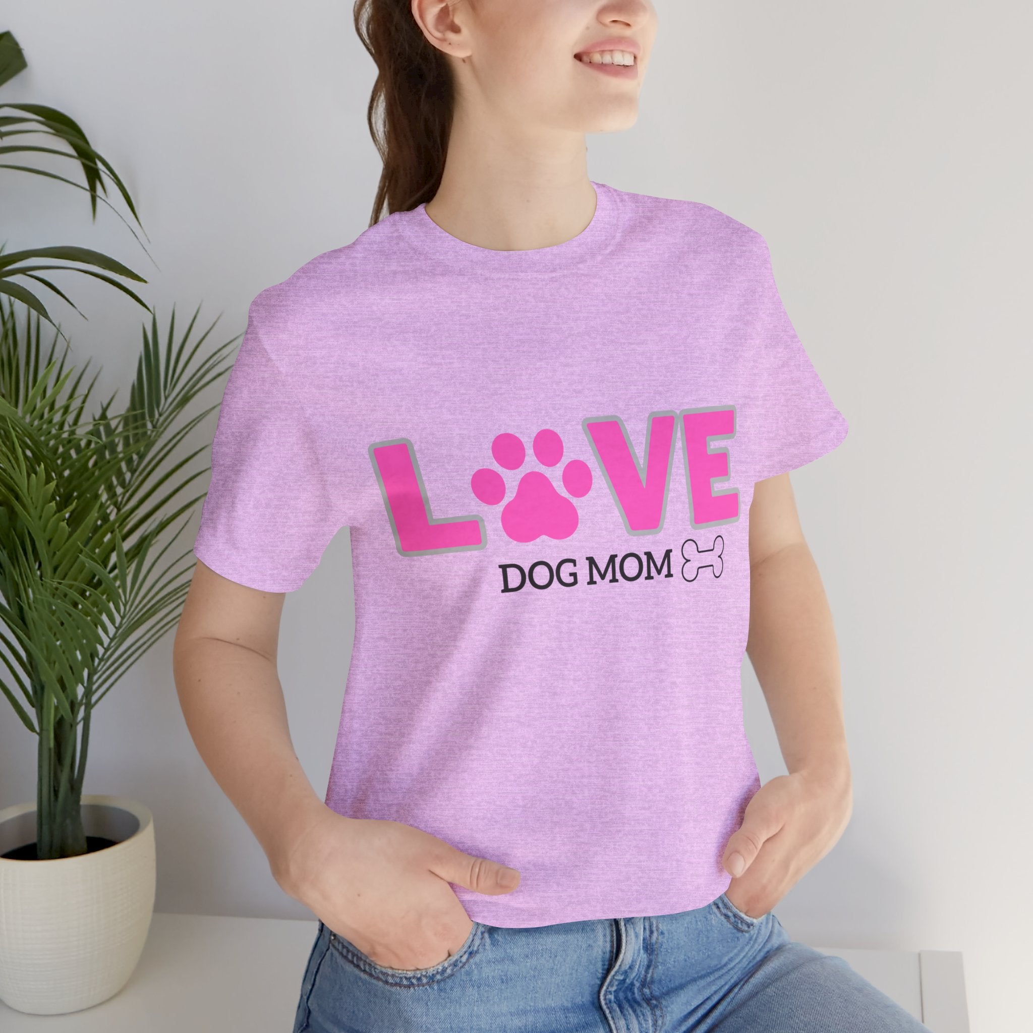 Love Dog Mom T-Shirt — Pink Paw Graphic Tee