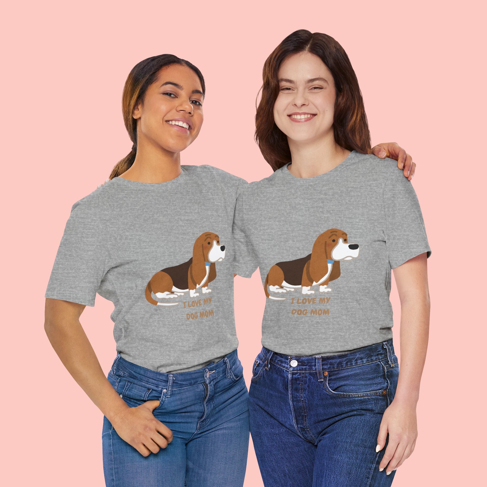 Dog Mom T‑Shirt — Cute Basset Hound I Love My Dog Mom Tee