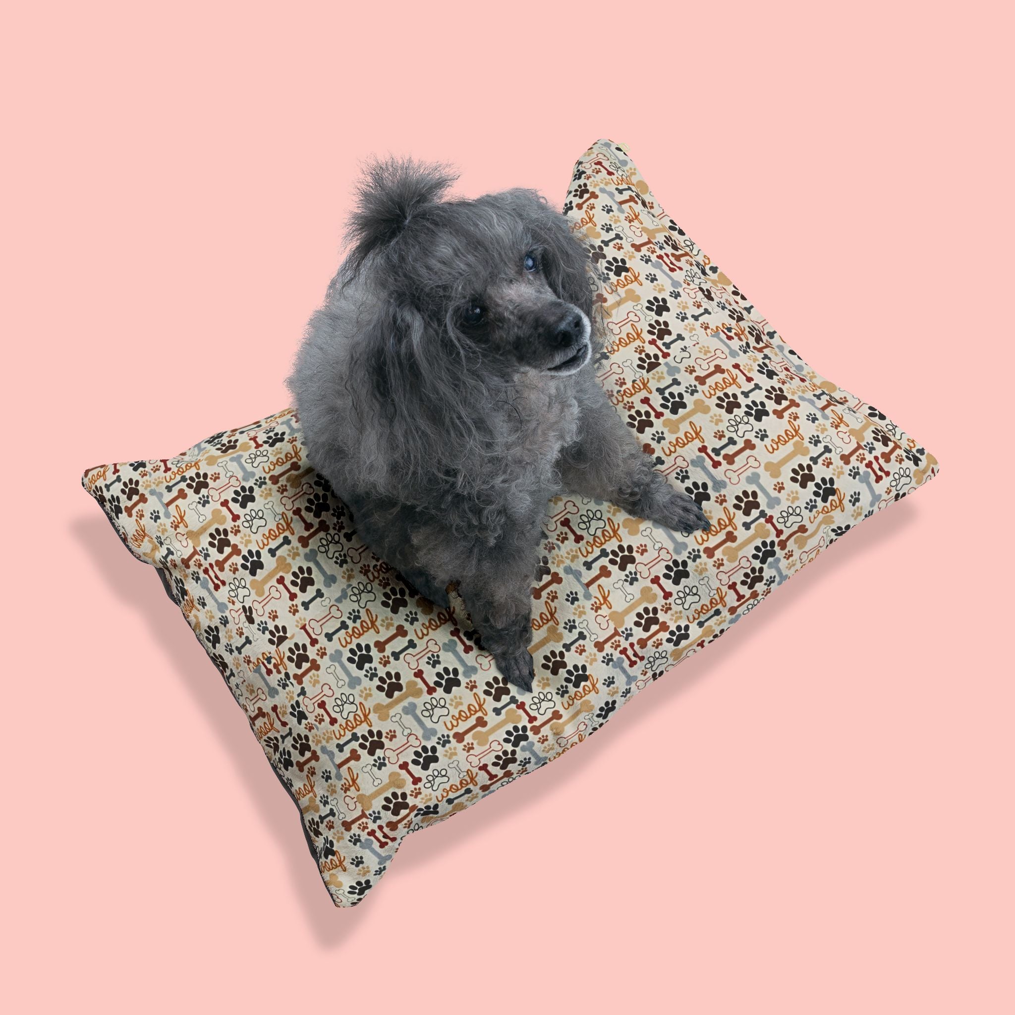 Paw Prints & Bones Pet Bed — Cozy Dog & Cat Cushion