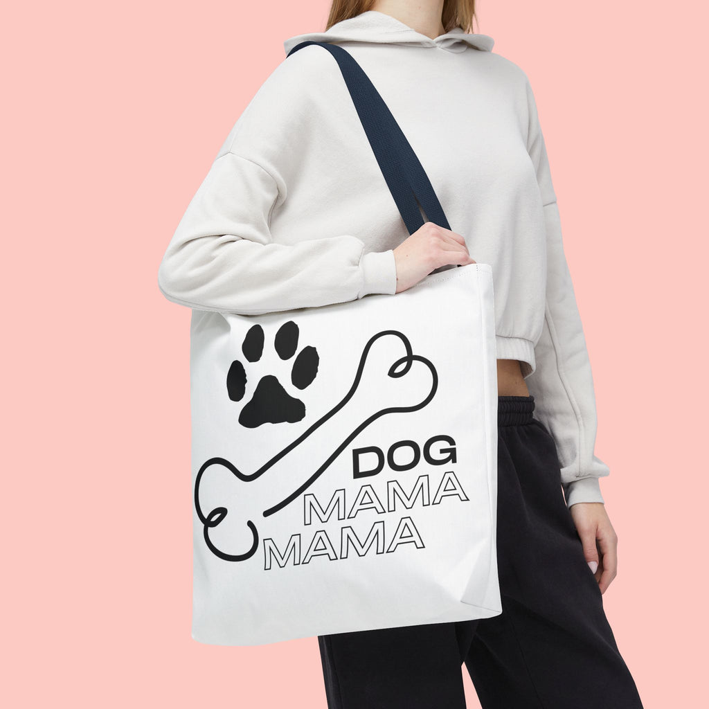Dog Mama Tote Bag — Paw Print & Bone Graphic Canvas Shopper