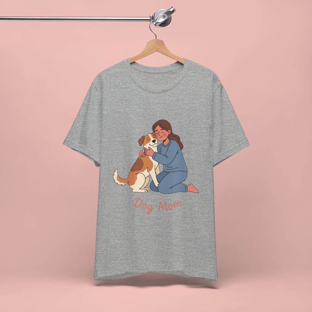 Dog Mom T‑Shirt — Cute Woman Hugging Dog Graphic Tee