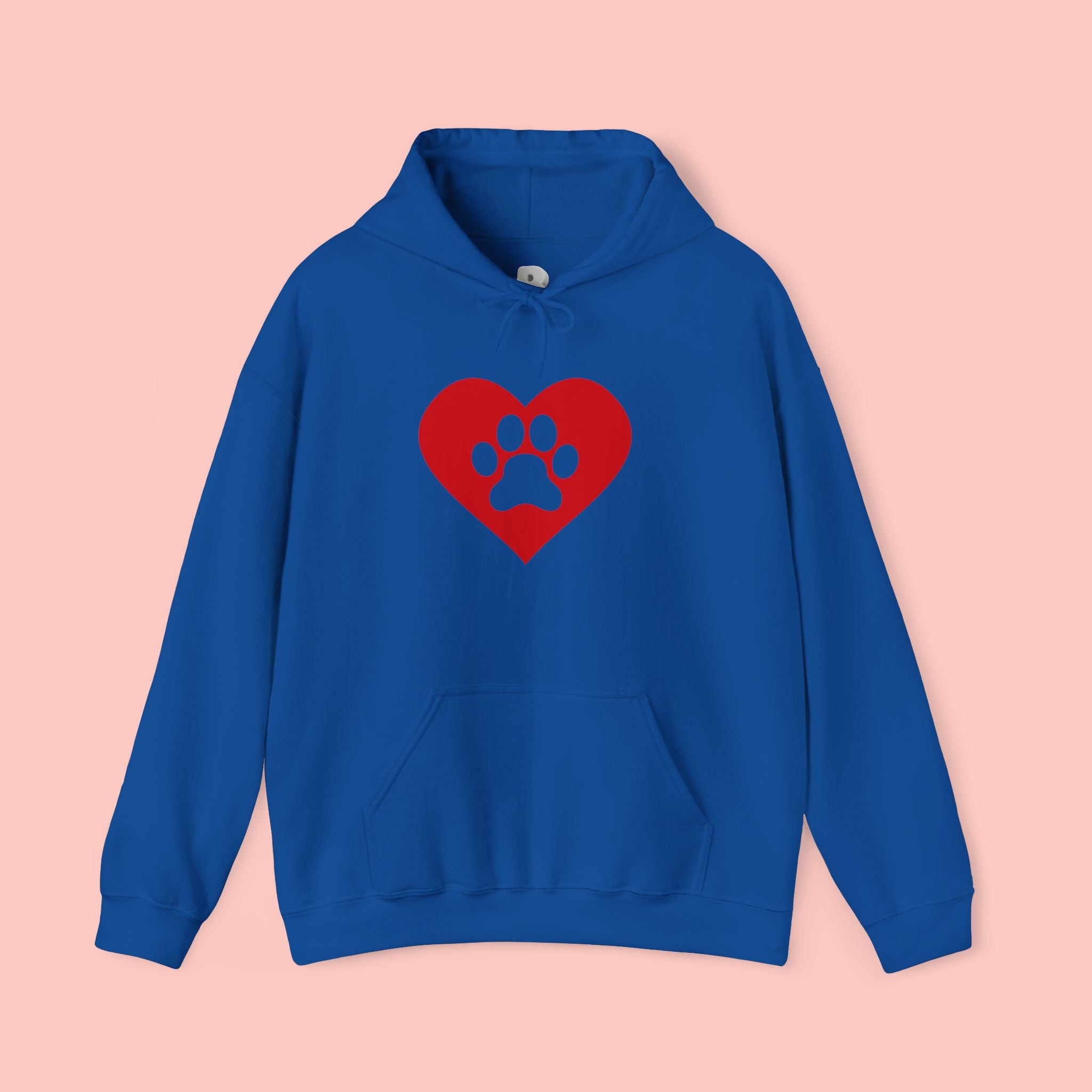 Heart Paw Hoodie — Cute Red Paw Print Animal Lover Sweatshirt