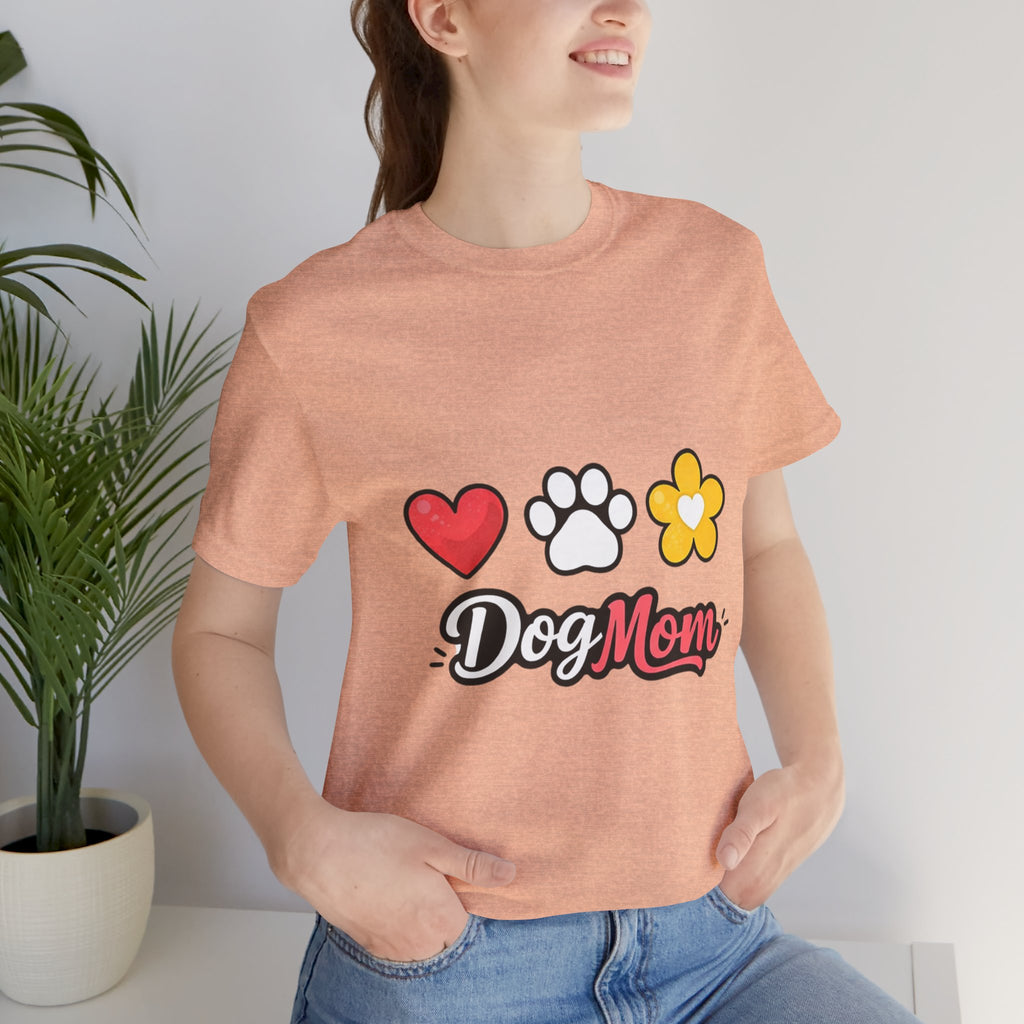 Dog Mom T-Shirt – Heart, Paw & Flower Graphic Tee
