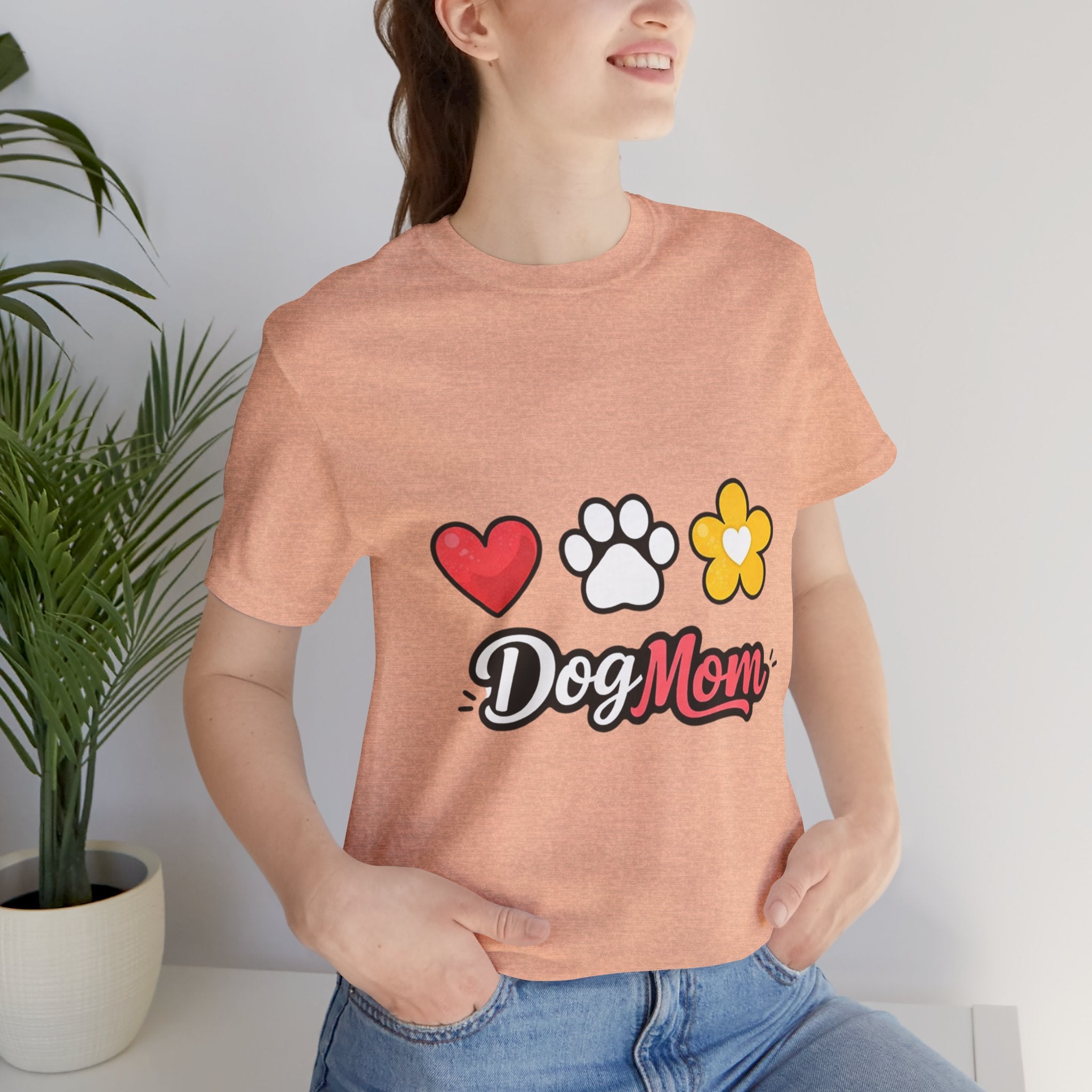 Dog Mom T-Shirt – Heart, Paw & Flower Graphic Tee
