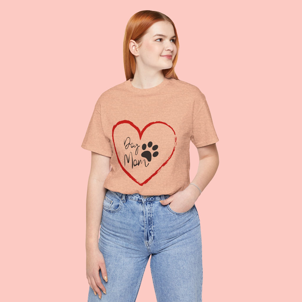 Dog Mom Heart Paw T‑Shirt