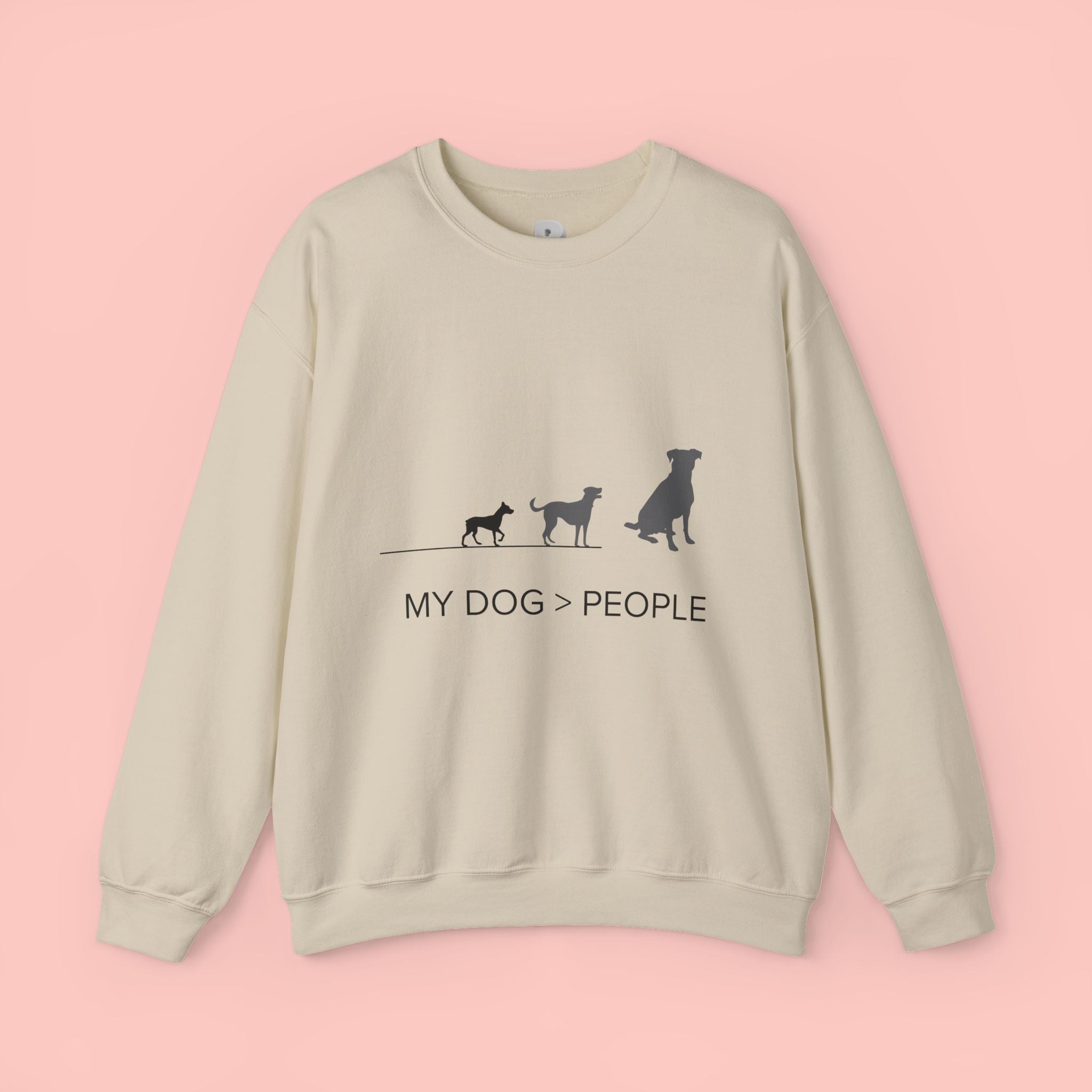 My Dog > People Sweatshirt - Cute Dog Silhouette Crewneck for Dog Lovers