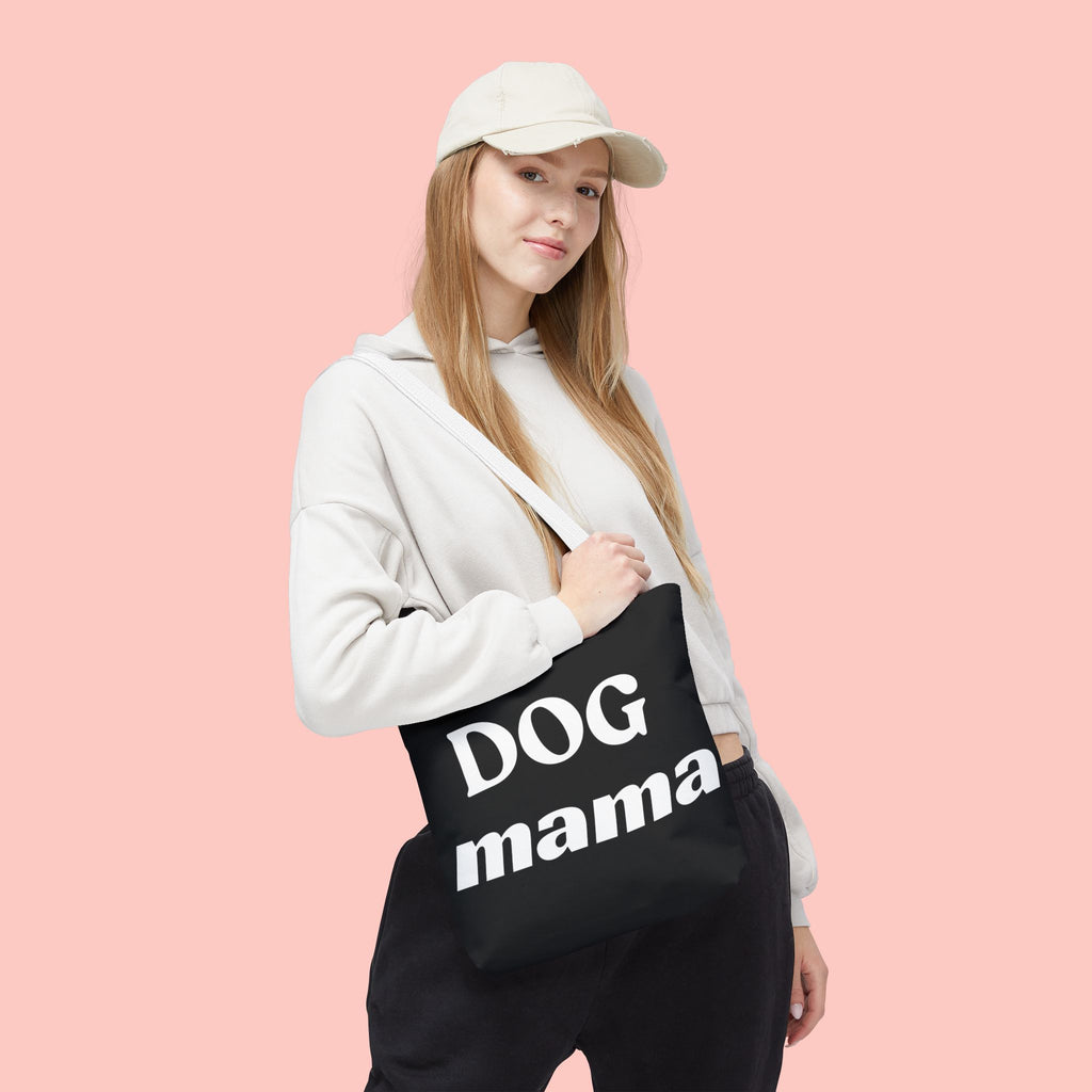 Dog Mama Tote Bag — Black Canvas Pet Lover Tote