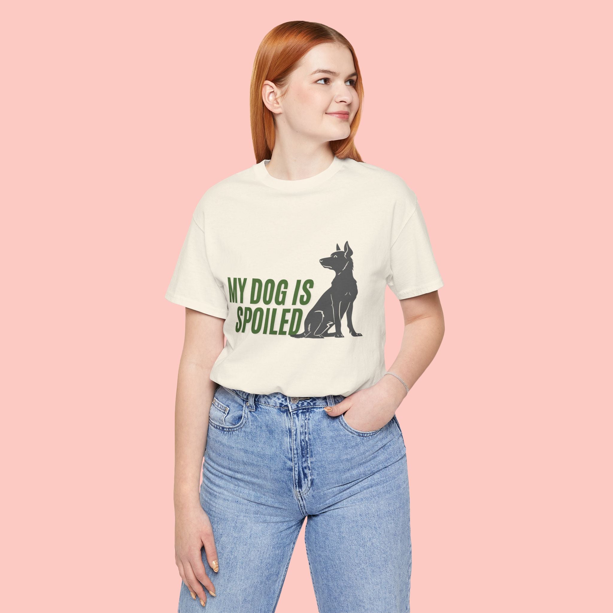 My Dog Is Spoiled T‑Shirt — Funny Dog Lover Tee with Sitting Dog Graphic