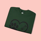Dog Mom Heart Paw Sweatshirt — Women's Crewneck for Pet Lovers
