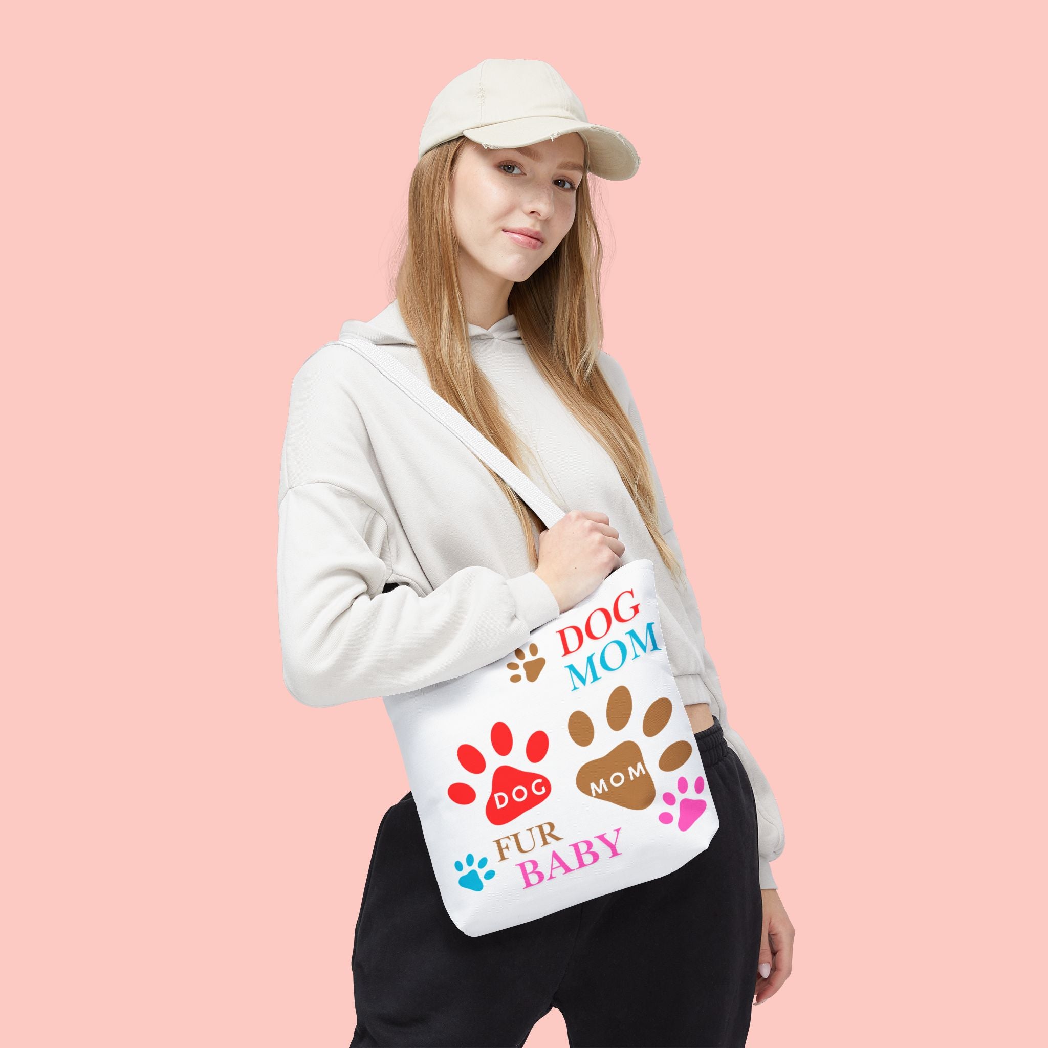 Dog Mom Tote Bag – "Fur Baby" Paw Print AOP Tote