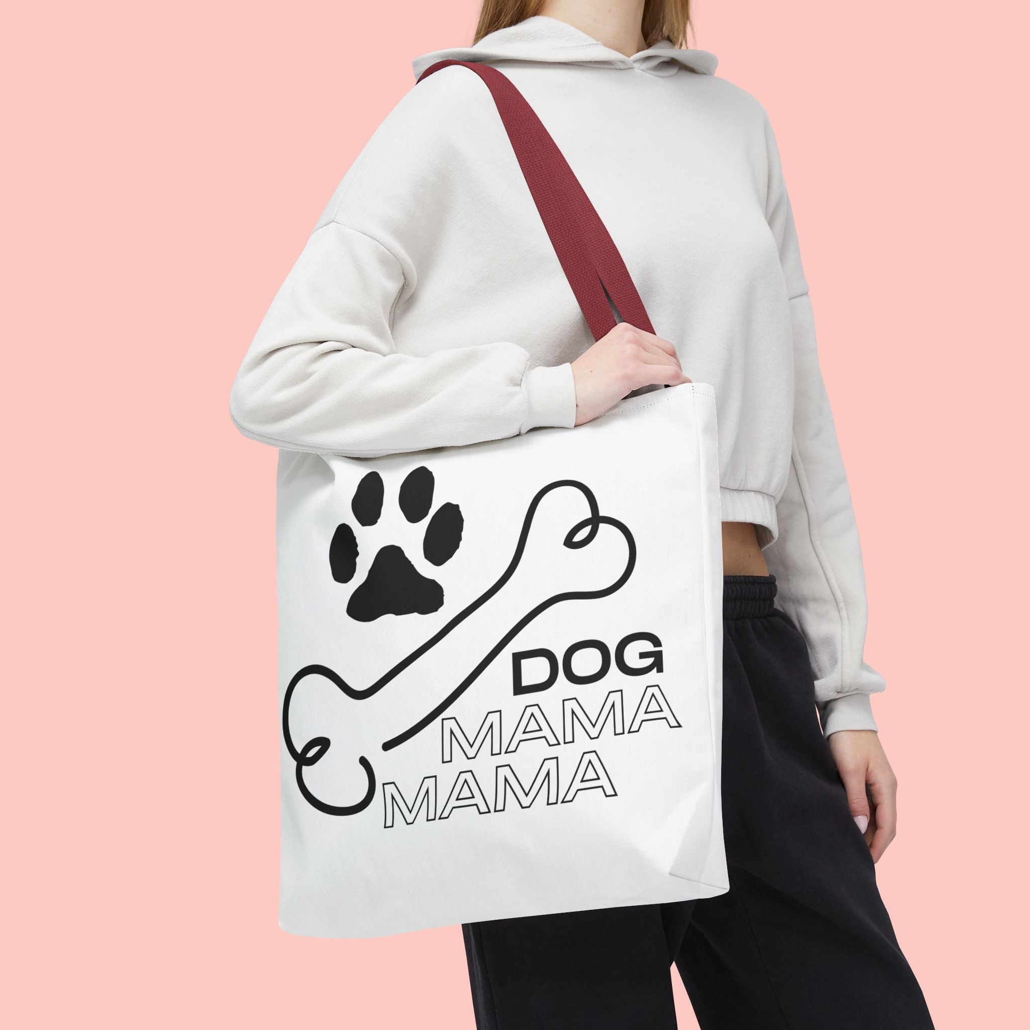 Dog Mama Tote Bag — Paw Print & Bone Graphic Canvas Shopper