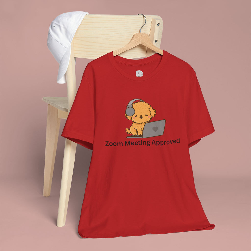 Zoom Meeting Approved Tee — Cute Puppy with Headset Laptop Graphic