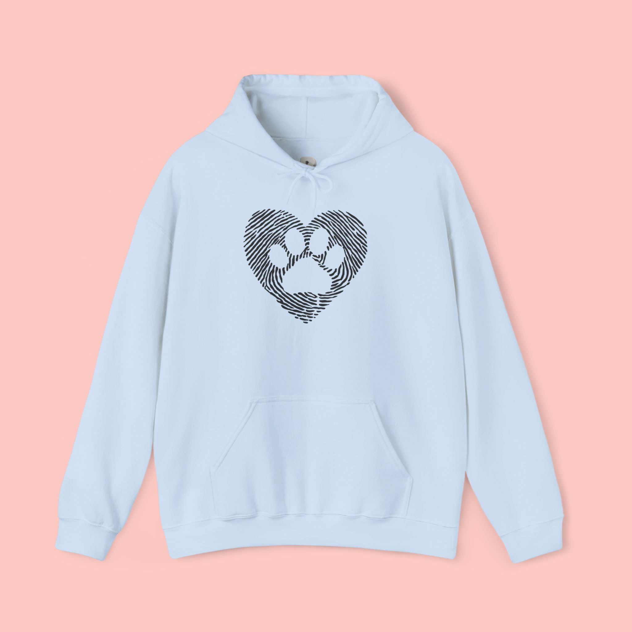 Heart Paw Print Hoodie — Dog Lover Heart Paw Graphic Sweatshirt