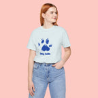 Dog Mom Paw Print T-Shirt — Distressed Blue Design