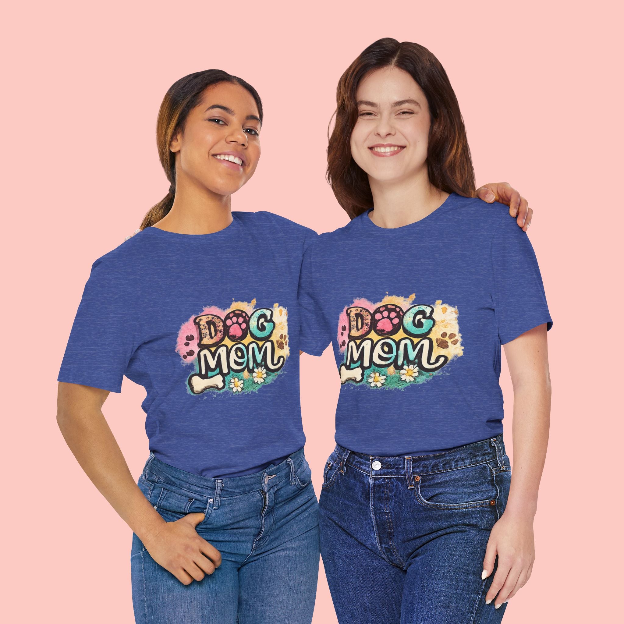 Dog Mom T-Shirt — Colorful Paw Print Graphic Tee for Pet Lovers