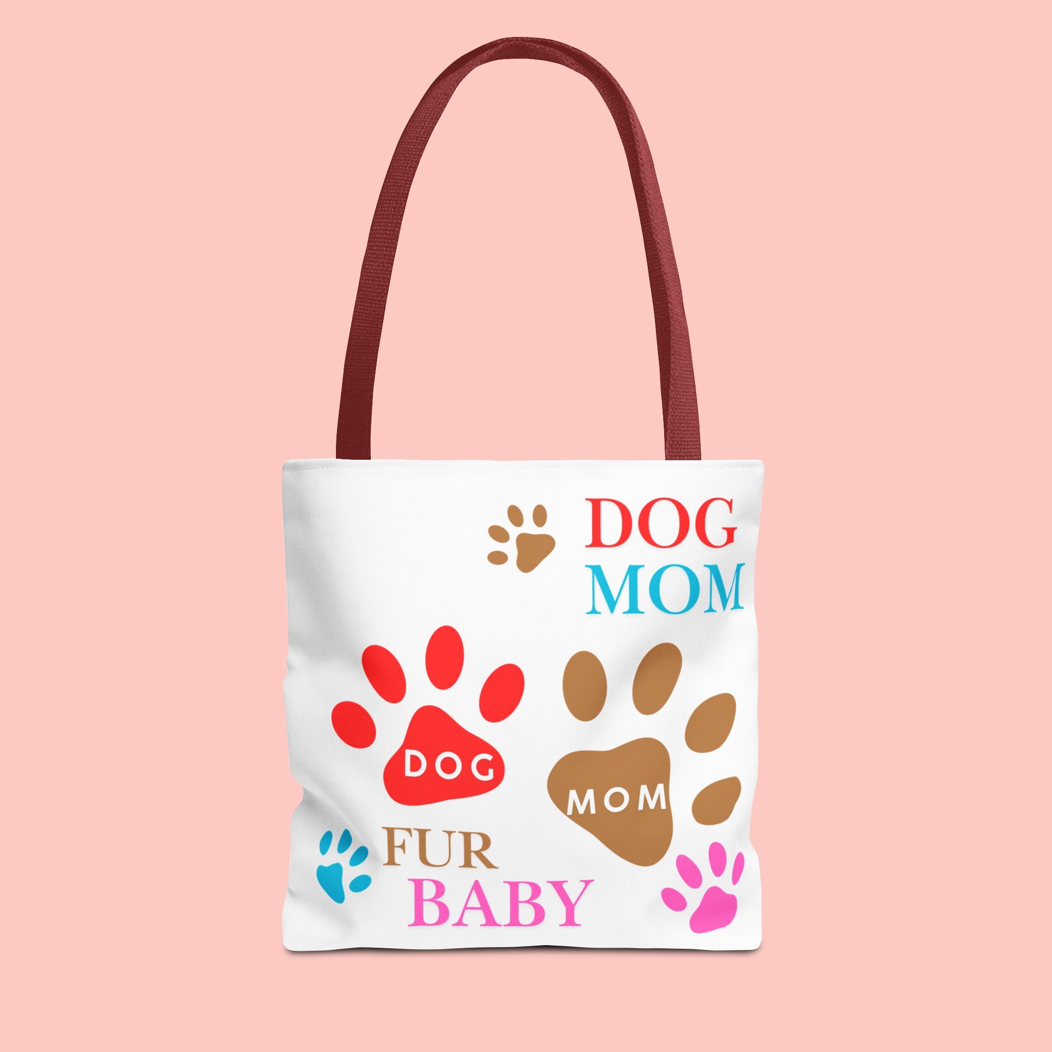 Dog Mom Tote Bag – "Fur Baby" Paw Print AOP Tote