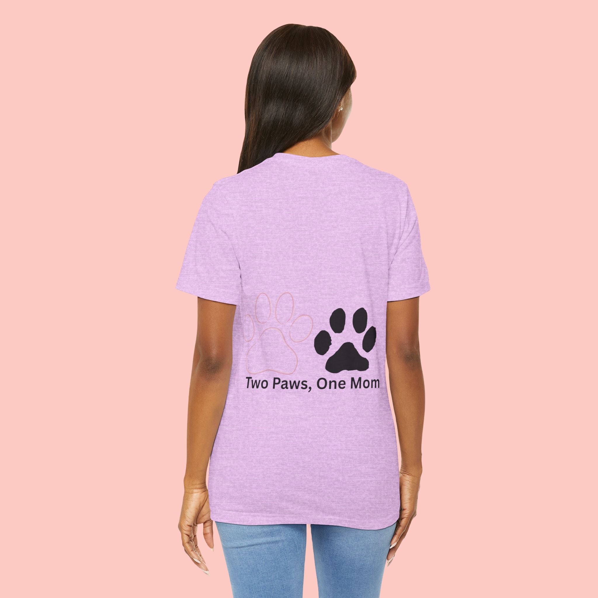 T-Shirt — “Two Paws, One Mom” Paw Print Mom Tee