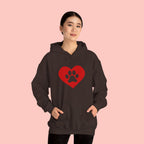 Heart Paw Hoodie — Cute Red Paw Print Animal Lover Sweatshirt