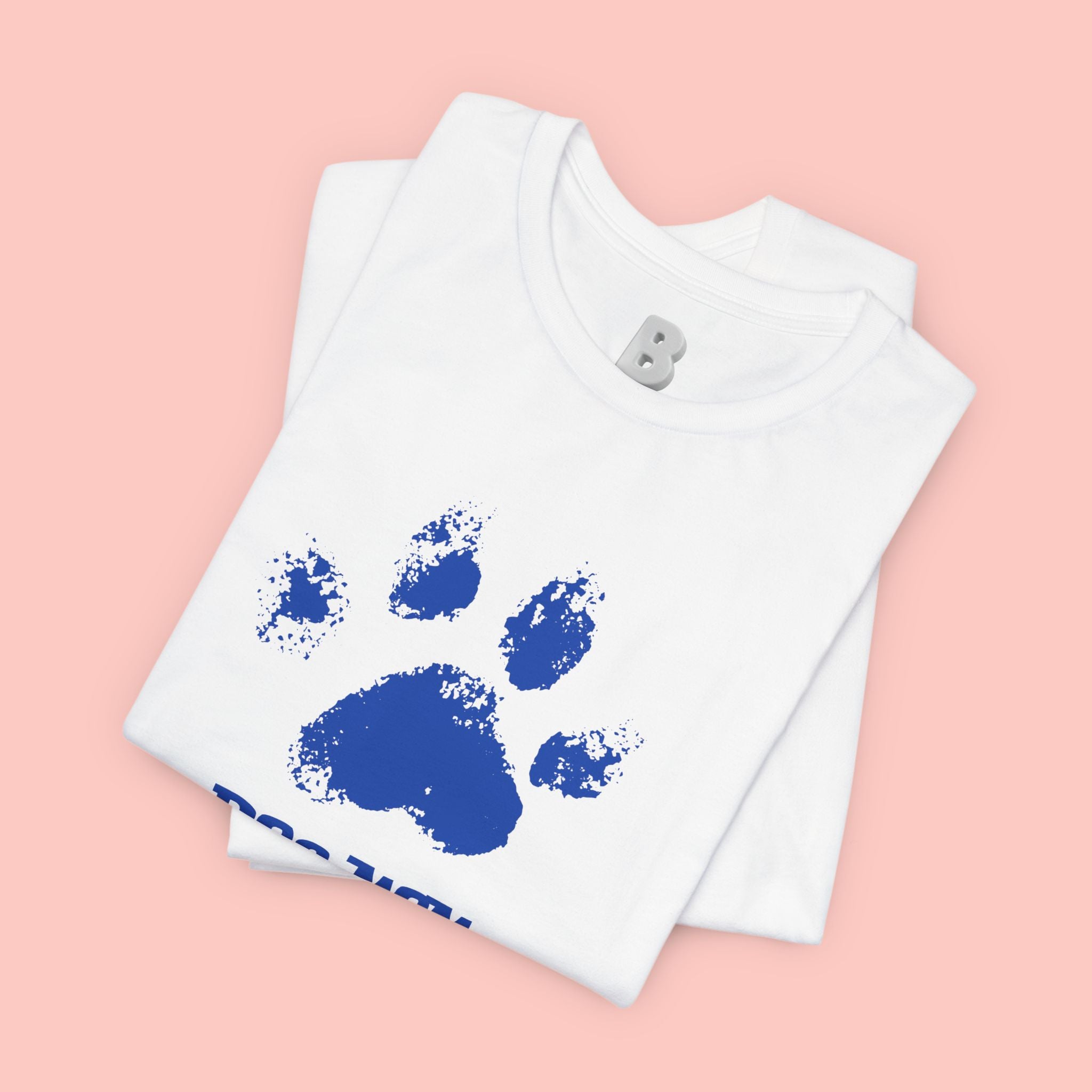 Dog Mom Paw Print T-Shirt — Distressed Blue Design