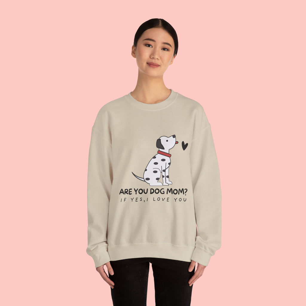 Are You Dog Mom? Cute Dalmatian Crewneck Sweatshirt for Dog Lovers