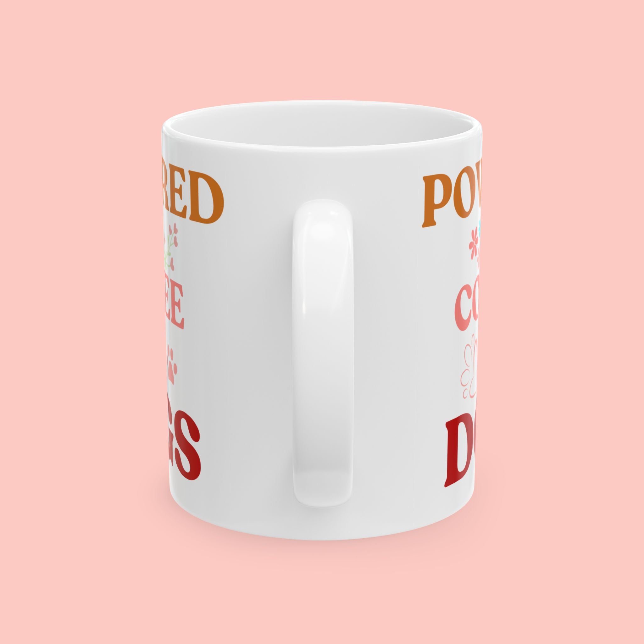 Coffee Powered Dog Mom Mug — Cute Floral Paw Print Ceramic Coffee Mug (11oz, 15oz)