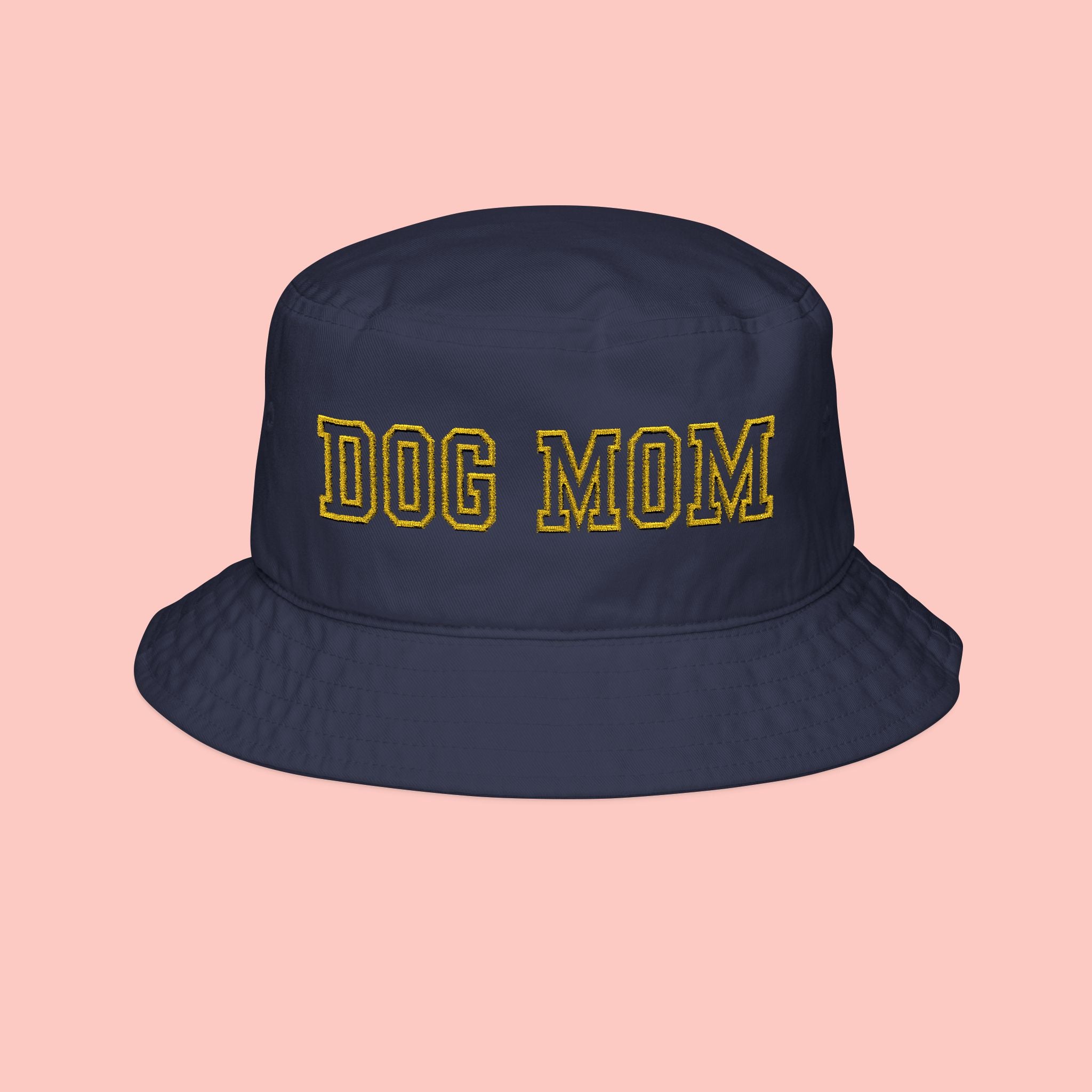 Dog Mom Embroidered Bucket Hat — Leopard Print Chunky Lettering