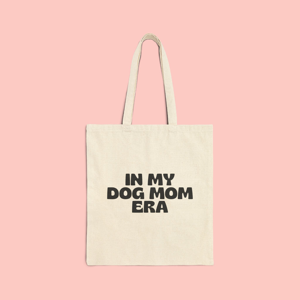 Tote Bag — "In My Dog Mom Era" Canvas Tote for Dog Moms, Reusable Grocery & Everyday Carry