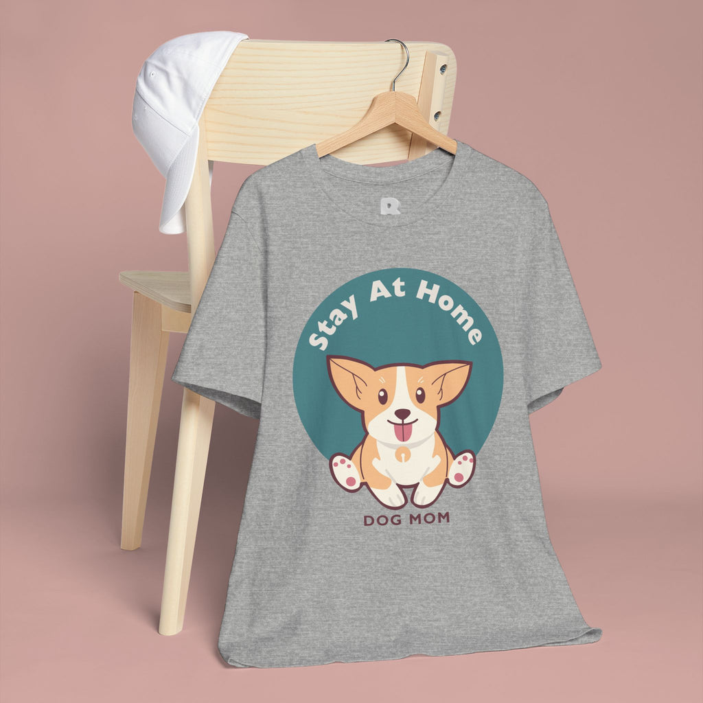 Stay At Home Dog Mom T-Shirt — Cute Corgi Graphic Tee