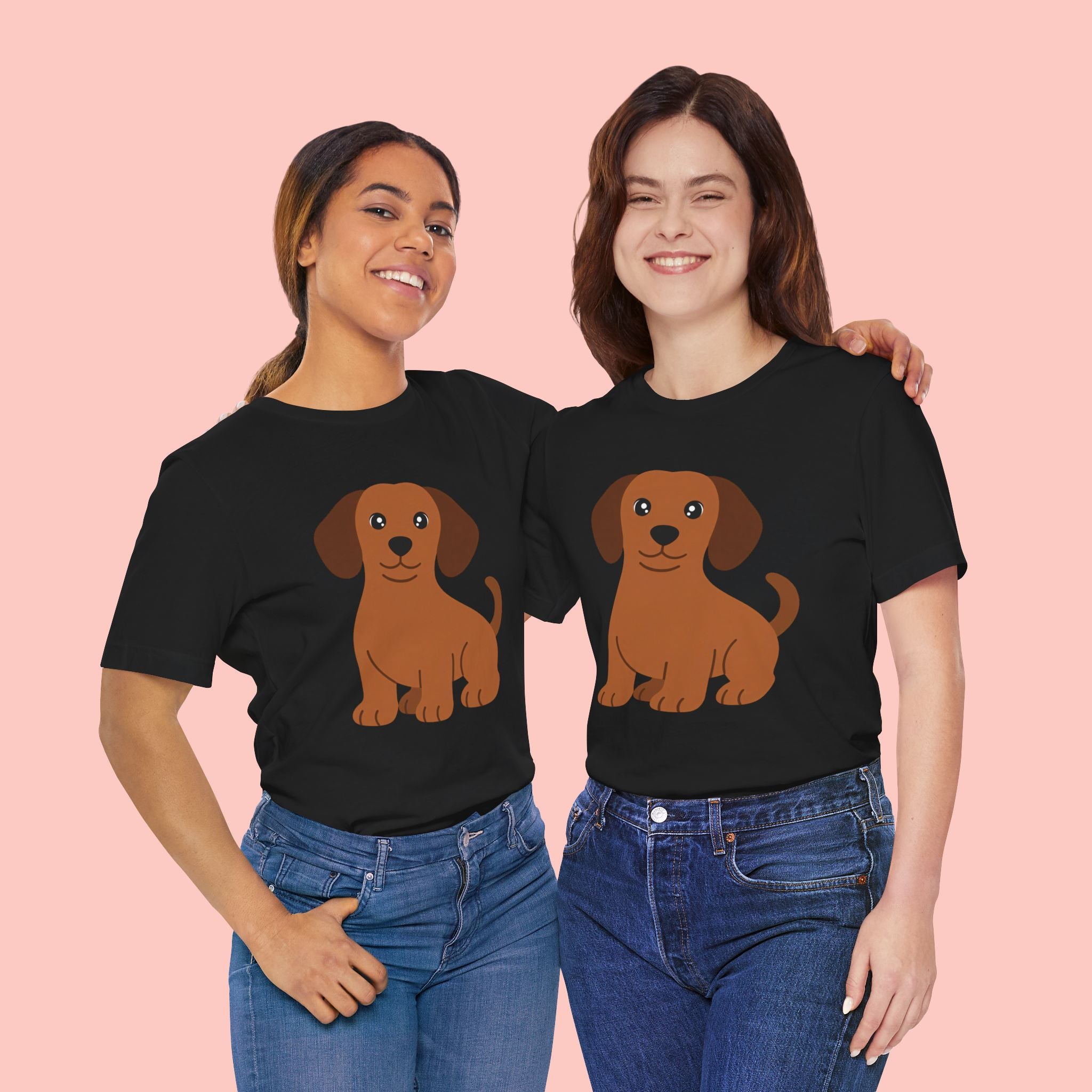 Dachshund Puppy Graphic T-Shirt — Cute Brown Dog Tee