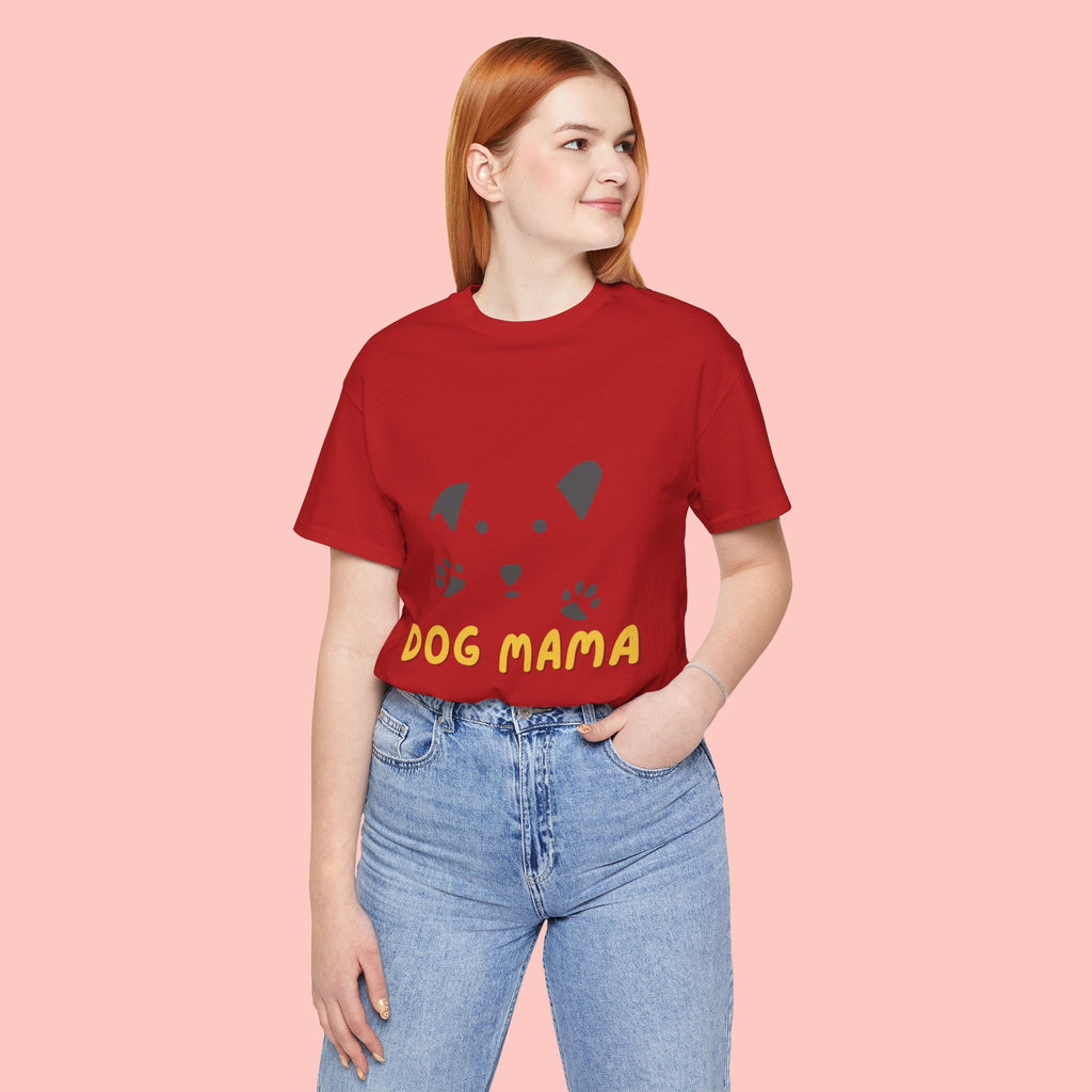 Dog Mama Graphic Tee — Cute Paw Print Dog Face T-Shirt for Dog Lovers