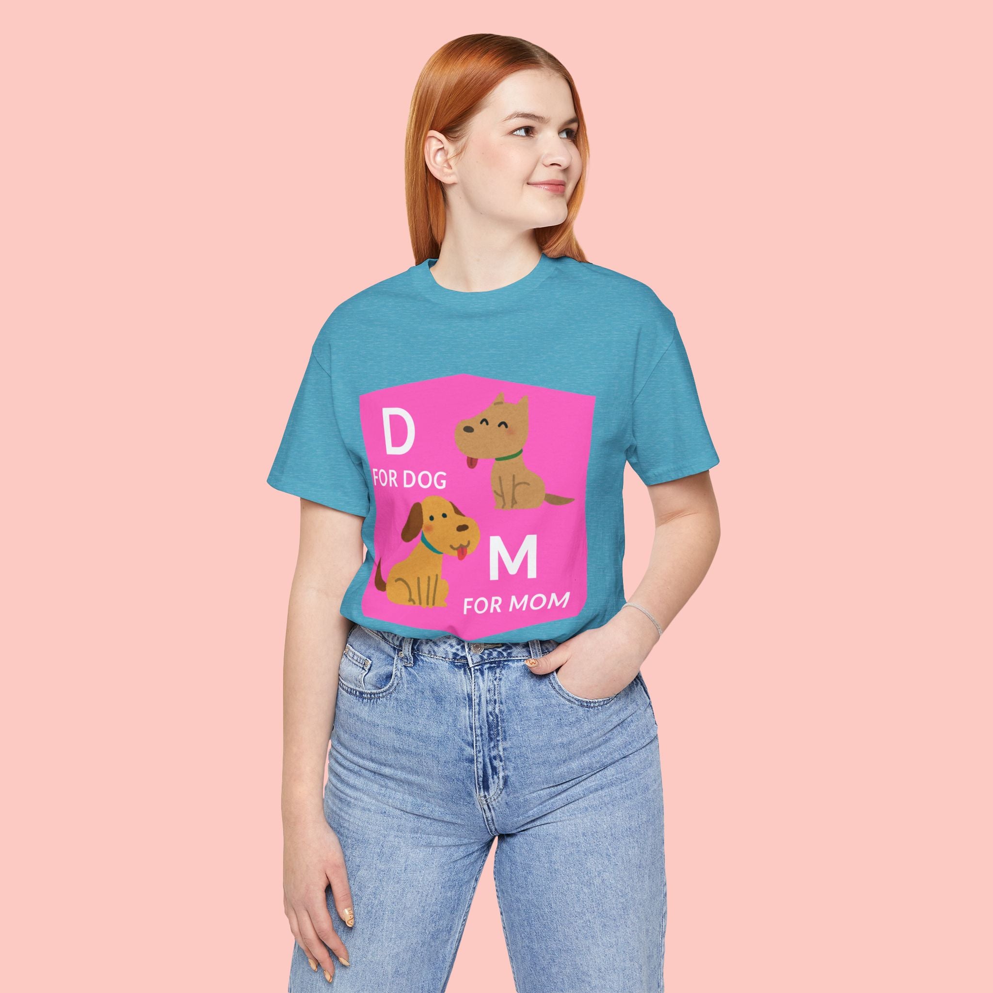 Dog Mom T-Shirt — Cute Pink "D for Dog, M for Mom" Graphic Tee