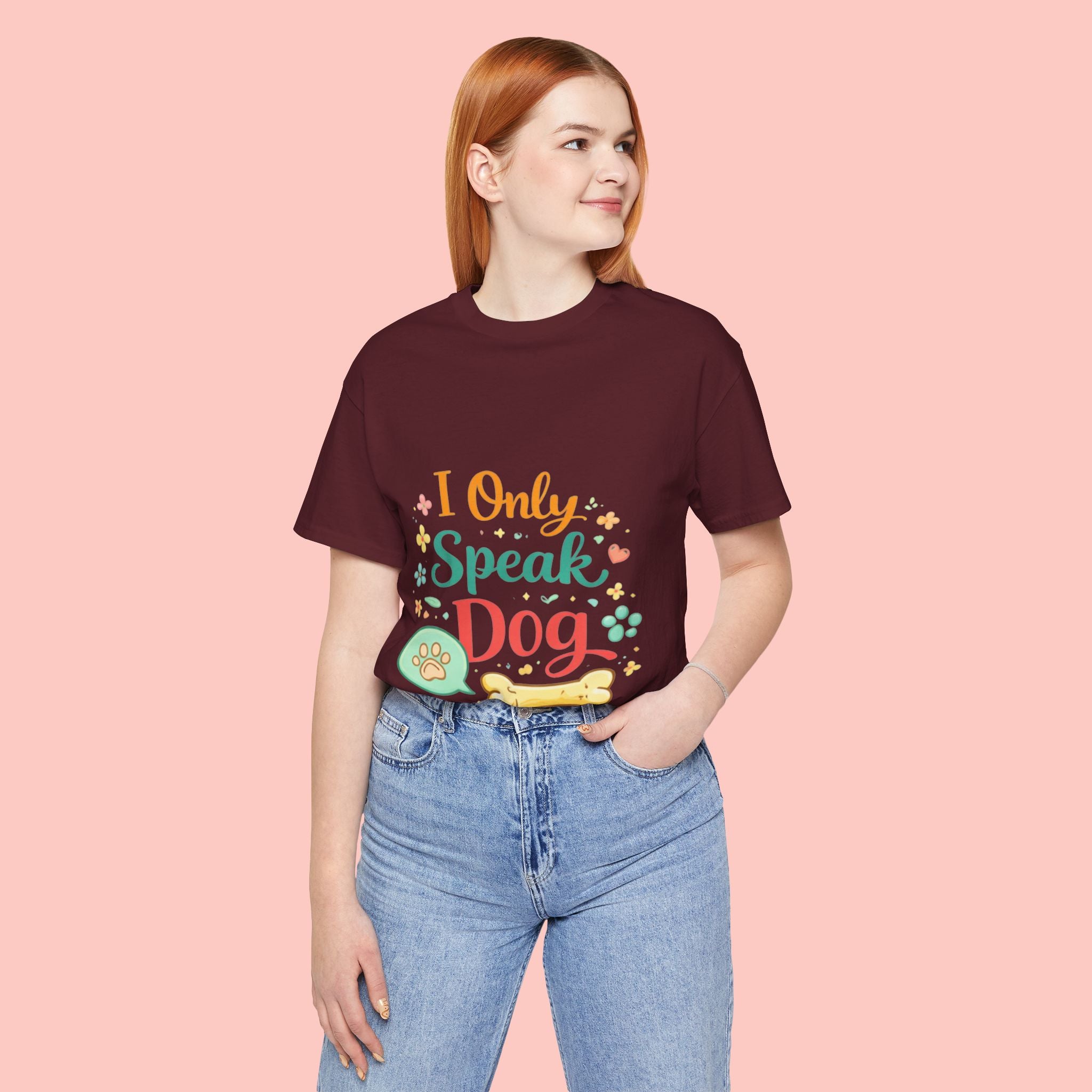 Dog Lover T‑Shirt – "I Only Speak Dog" Cute Paw & Bone Graphic Tee