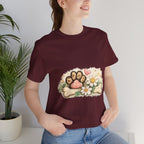Dog Paw Floral T-Shirt — Cute Paw Print, Bone & Daisies Tee