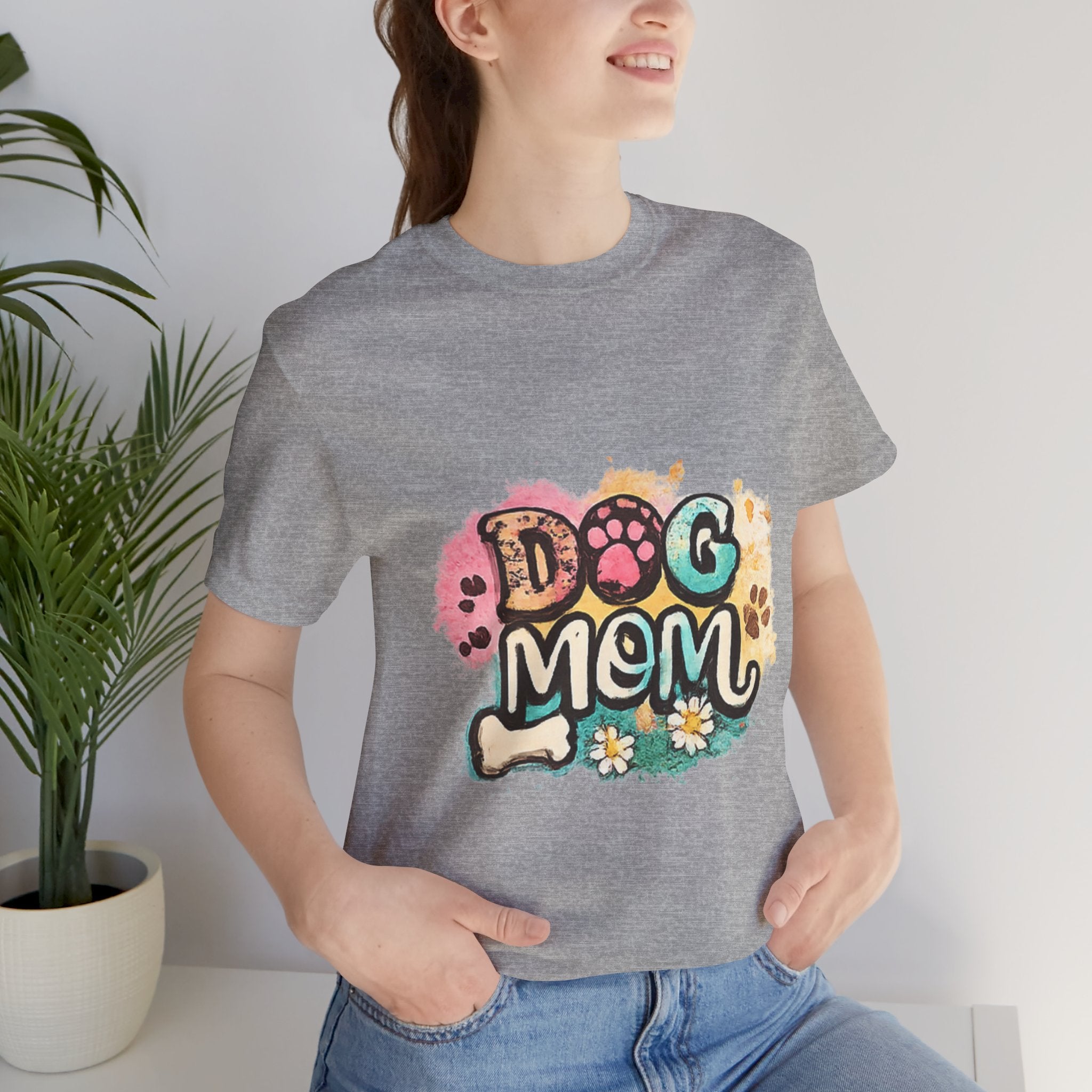 Dog Mom T-Shirt — Colorful Paw Print Graphic Tee for Pet Lovers