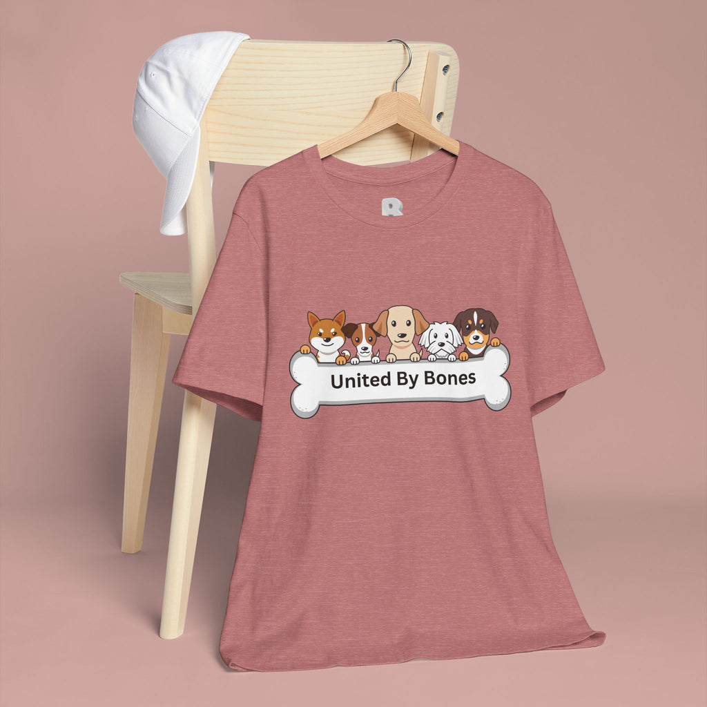 Dog Lover T‑Shirt — "United By Bones" Cute Cartoon Dogs Tee