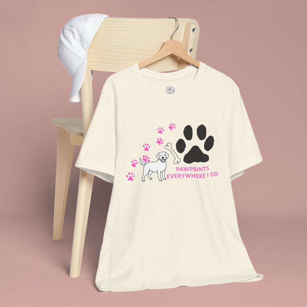 Dog Pawprint T-Shirt — "Pawprints Everywhere I Go" Cute Pet Lover Tee