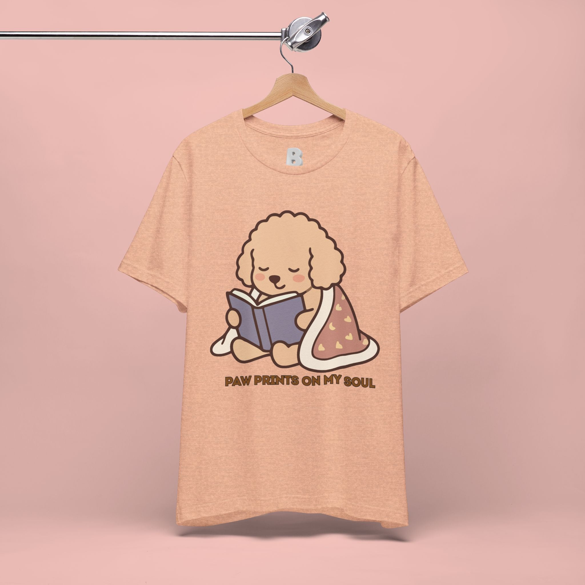 Paw Prints On My Soul T‑Shirt — Cute Reading Puppy Graphic Tee