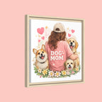 Dog Mom Canvas Print — Framed Matte Wall Art with Cute Dogs & Hearts
