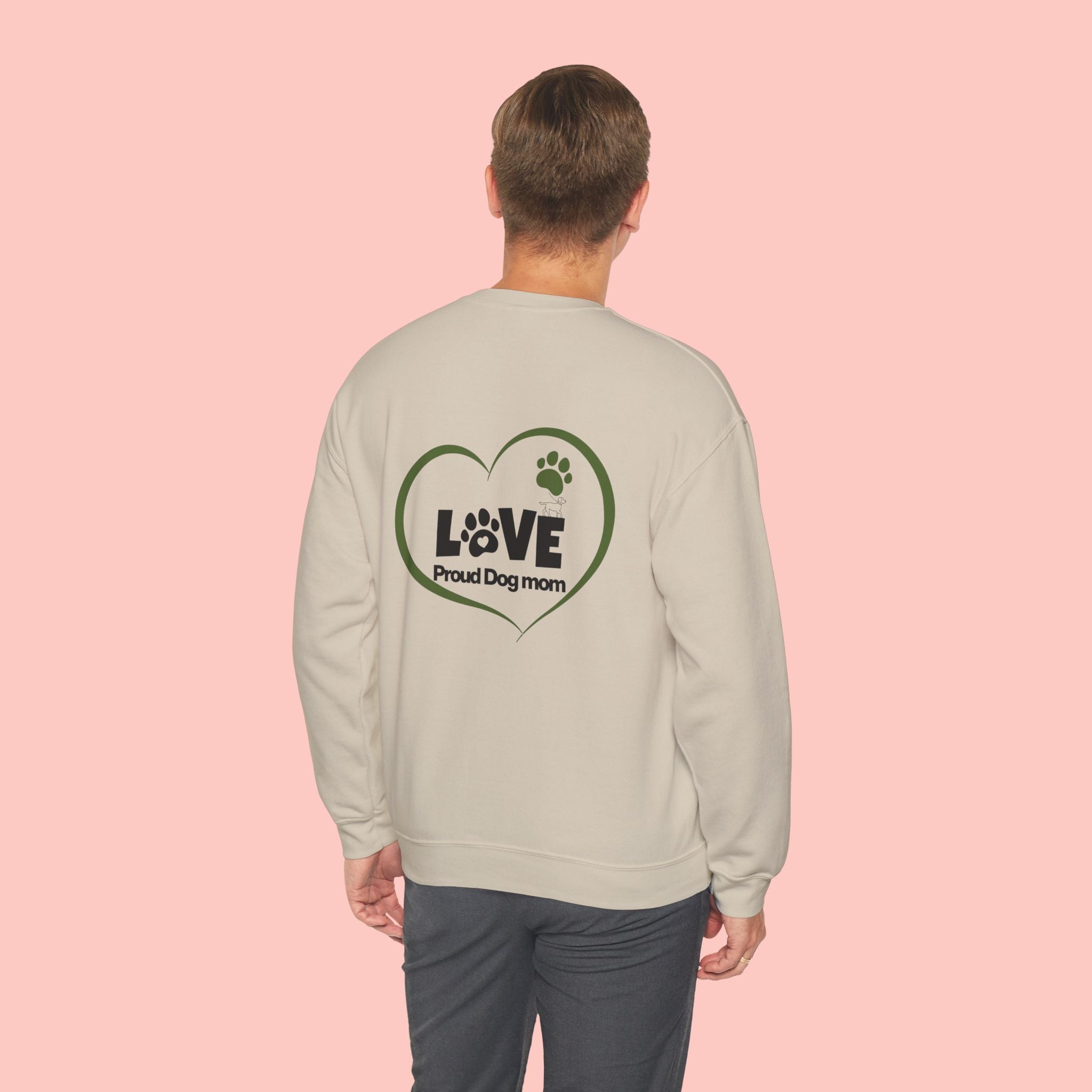 Dog Mom Sweatshirt – "LOVE" Paw Heart Crewneck