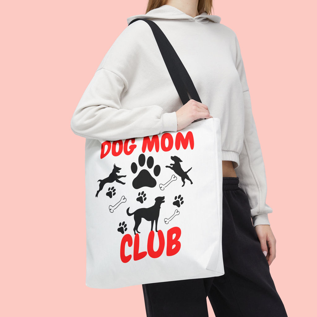 Dog Mom Club Tote Bag – Cute Paw Print Canvas Tote for Dog Lovers