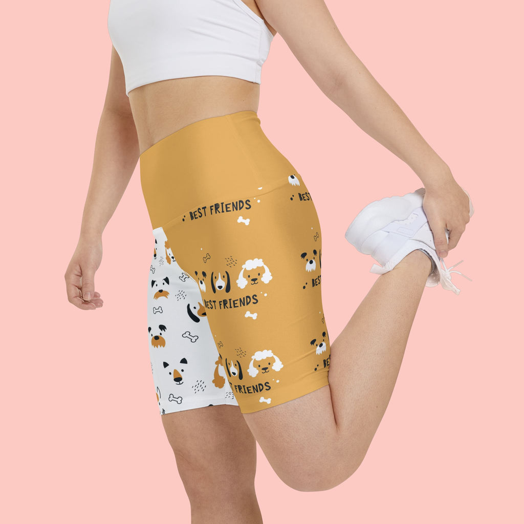 Women's Dog Print Workout Shorts — 'BARKLYNE' Best Friends AOP Activewear
